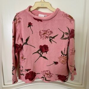 Girls Darling Floral Pink Knit Sweater by Stamp